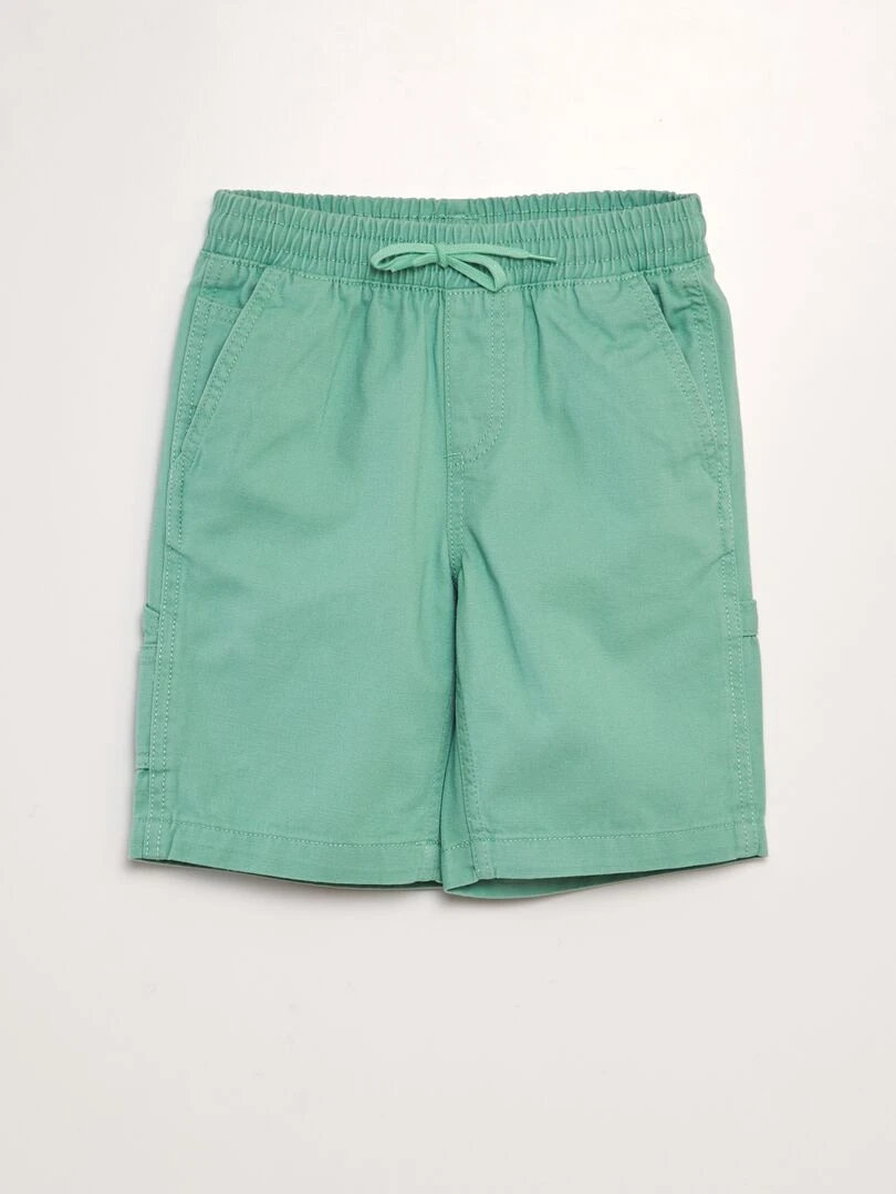 Short élastiqué façon denim Vert