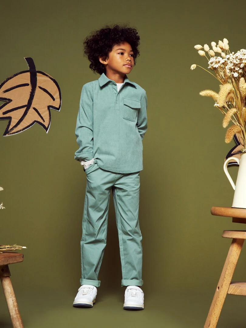 Pantalon chino motif texturé Vert