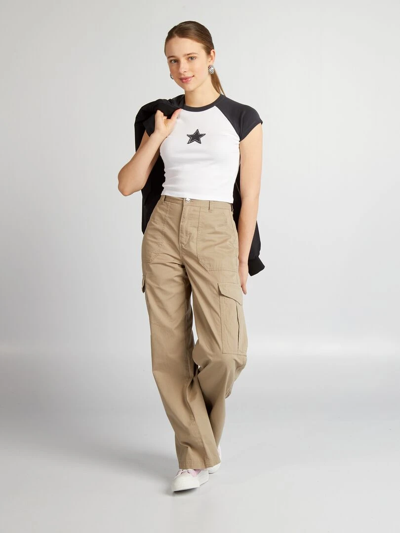 Crop top en jersey avec étoile Noir
