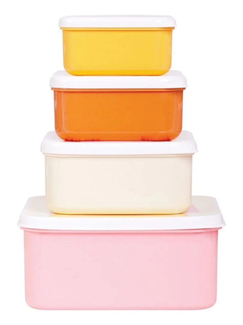 Lot de 4 boîtes à goûter Arc en ciel   Jaune
