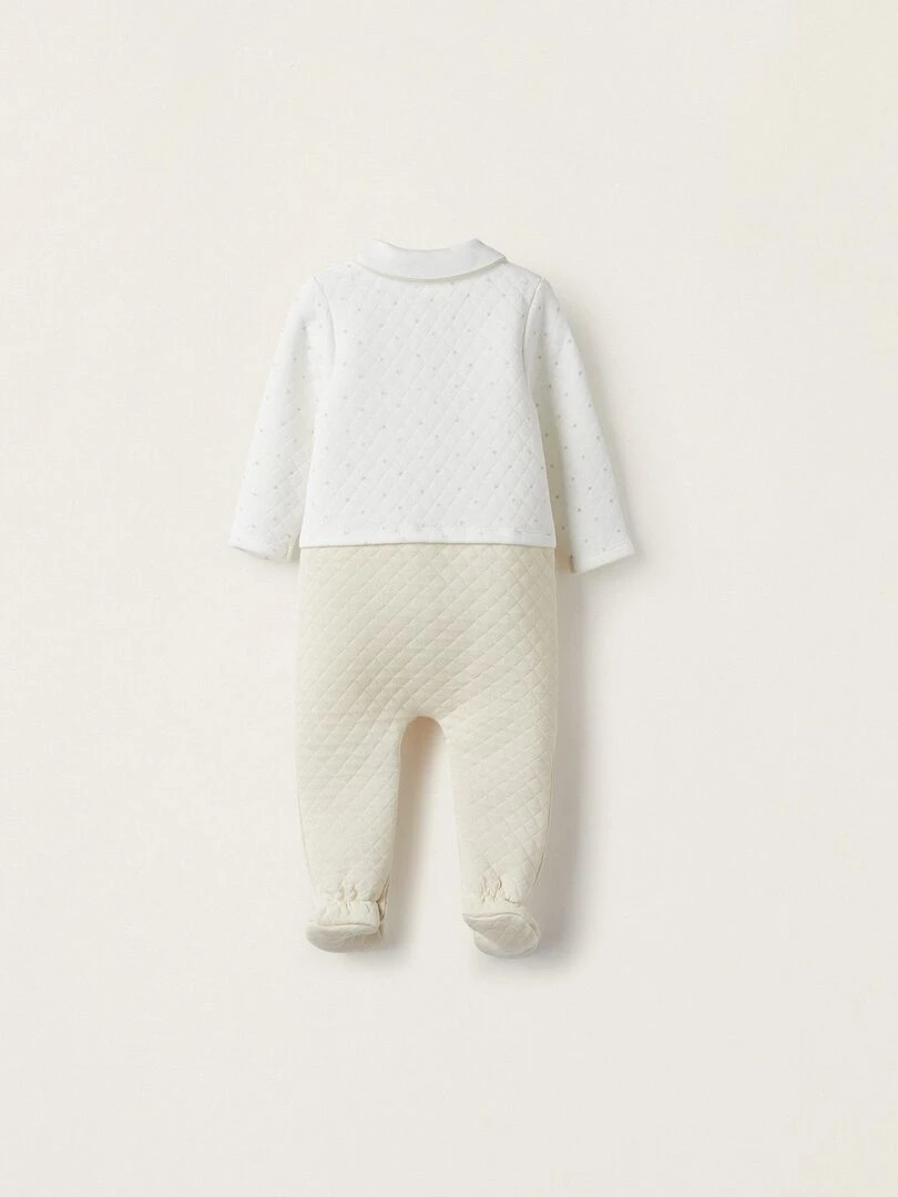 Grenouillère avec pieds rembourrés pour nouveau né manches longues EARLY BLOOM Blanc