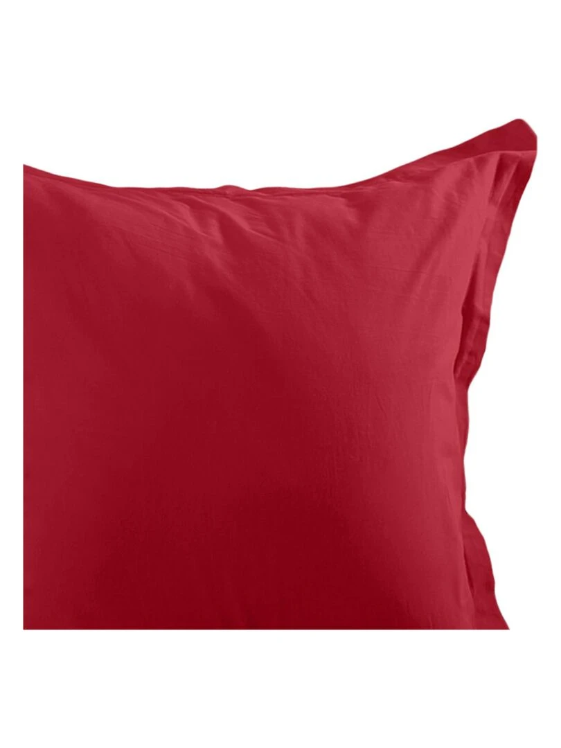 Taie d'oreiller unie en coton   Rouge