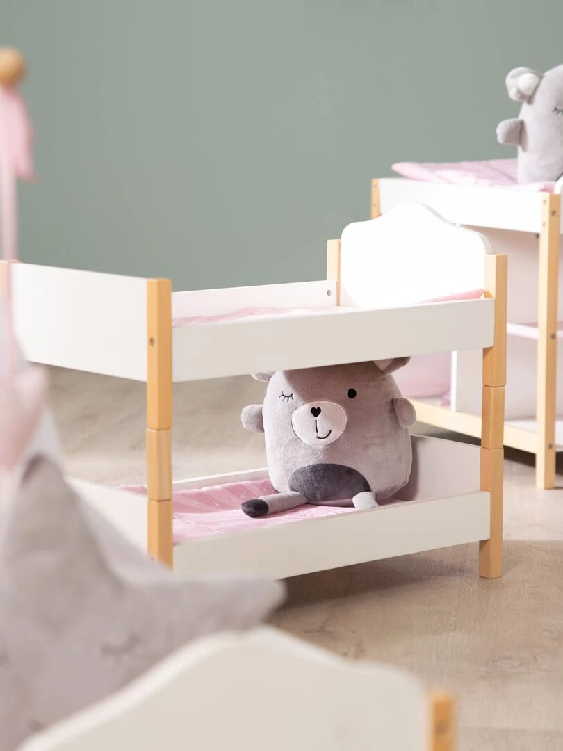 ROBA Lit Superposé pour Poupée Jumelle en Bois "Scarlett"   Séparable en 2 Lits   Blanc/Naturel   N/A