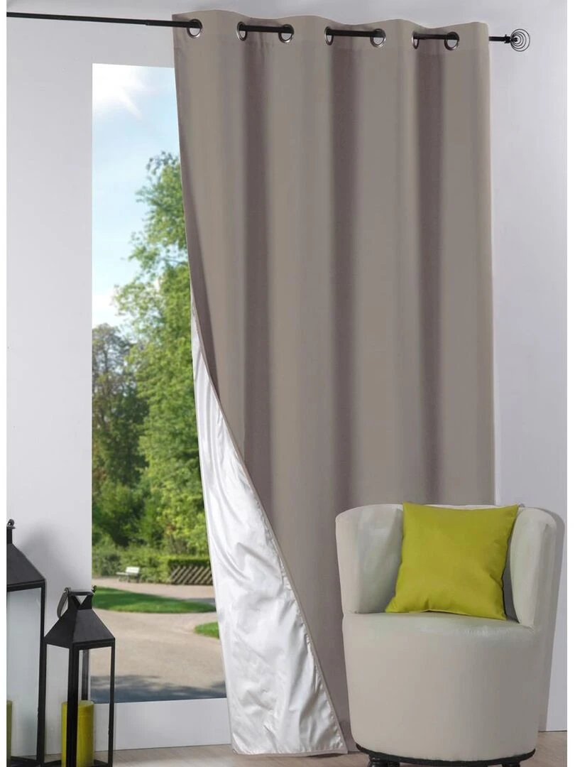 Rideau isolant à oeillets doublé Beige