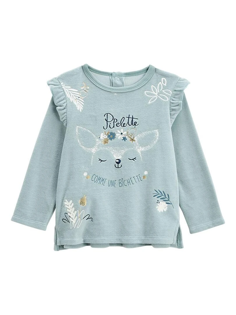 Pyjama bébé 2 pièces en velours Bichette Bleu