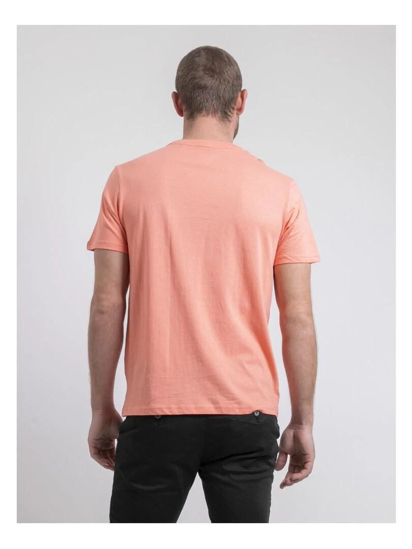 T shirt col rond pur coton NEVOLTA Orange corail
