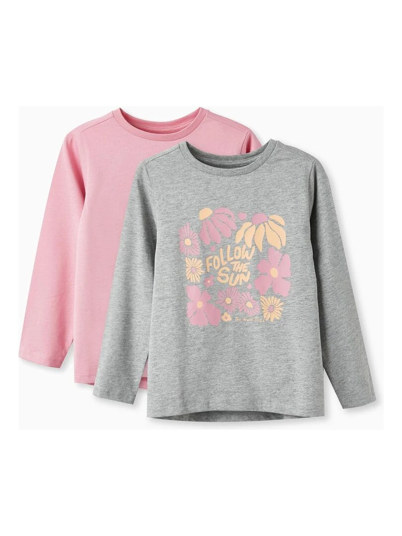 Pack 2 T shirts à manches longues pour fille 'Follow the Sun' manches longues THE WAVE TRIBE Gris