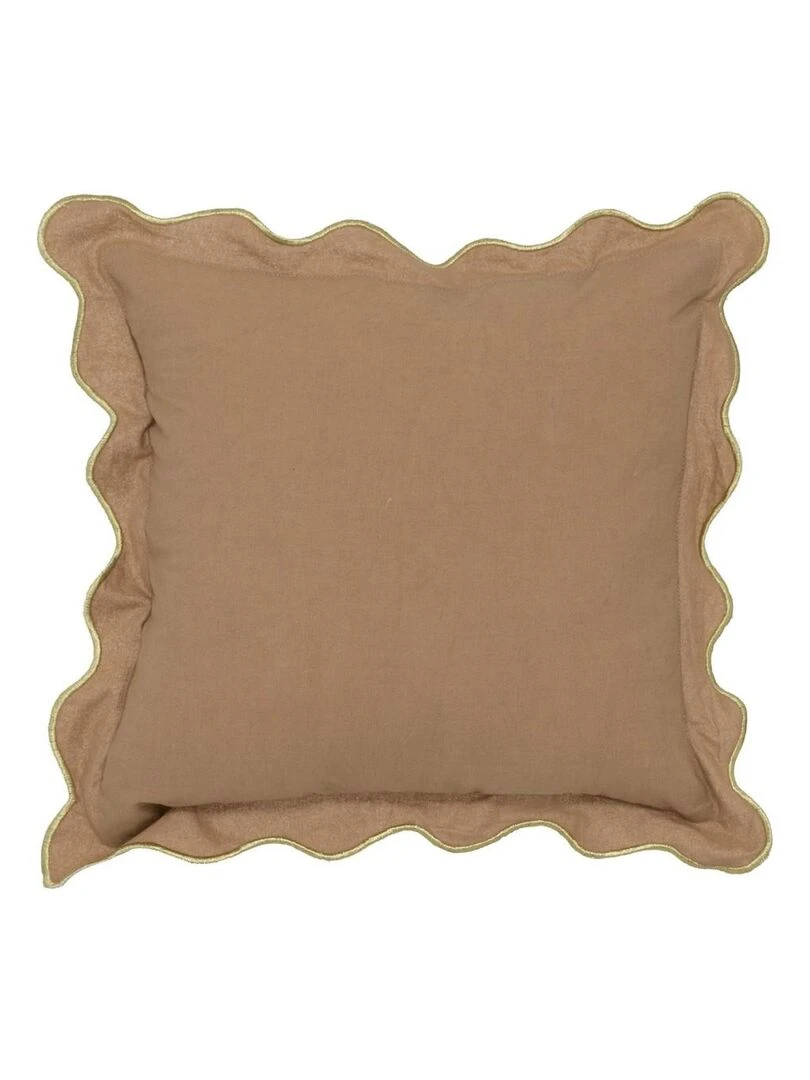 Coussin à feston 50x50 cm moka Marron