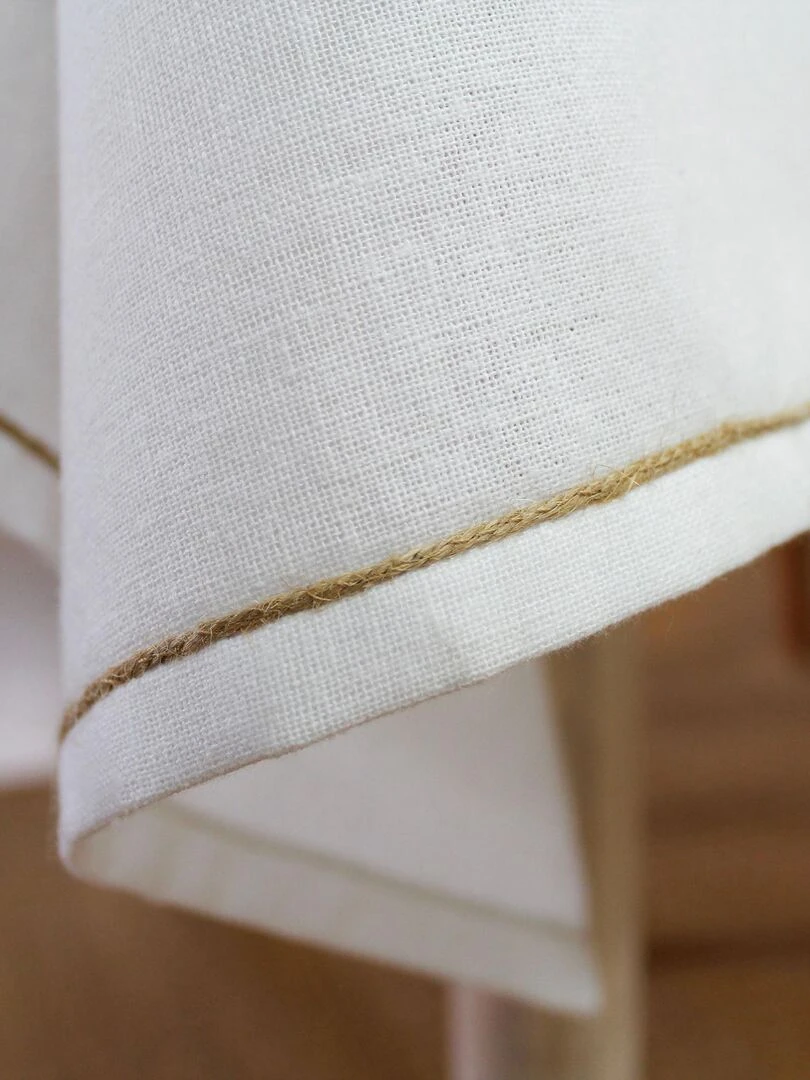 Nappe unie avec feston en jute Blanc