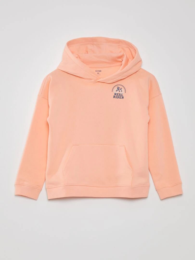 Sweat à capuche effet loose et poche kangourou Rose