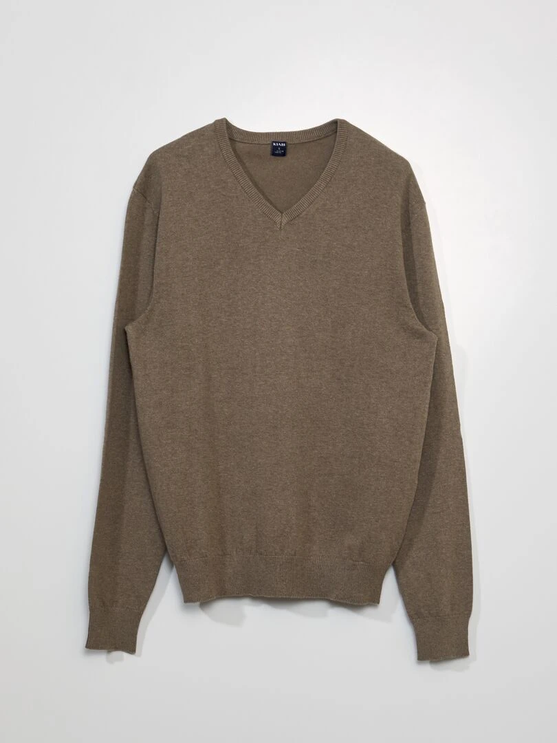Pull basique en maille unie beige chiné
