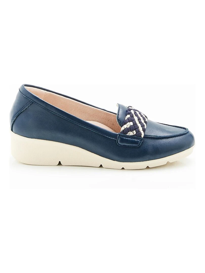 Mocassins compensées à patte fantaisie tressée Amortyl   Damart   Bleu marine