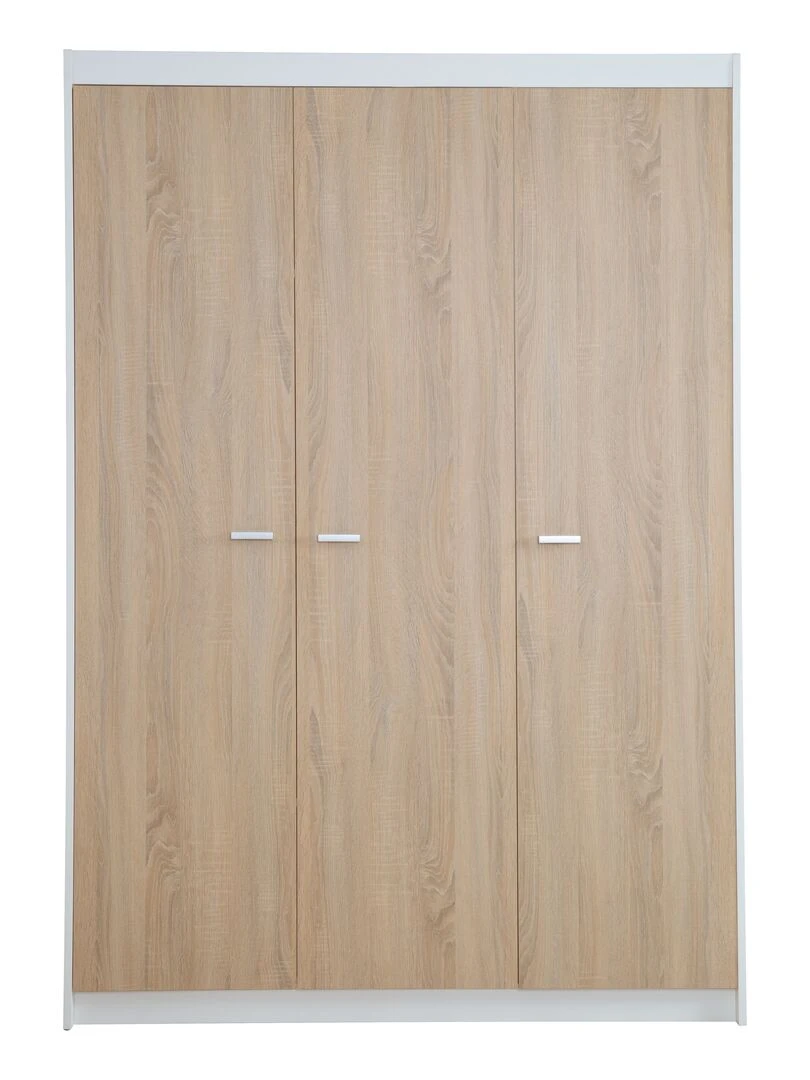 ROBA Armoire "Gabriella" 3 portes – technologie à fermeture progressive – blanc fraisé   Blanc Marron