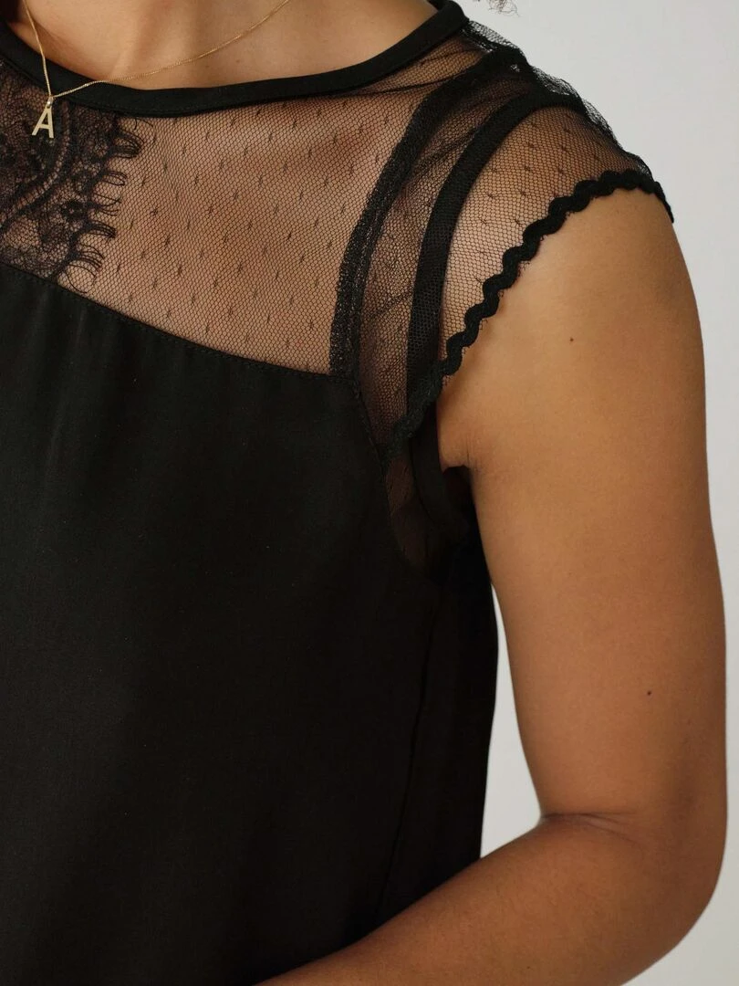 Blouse satinée pour femme 'Deeluxe'   Noir