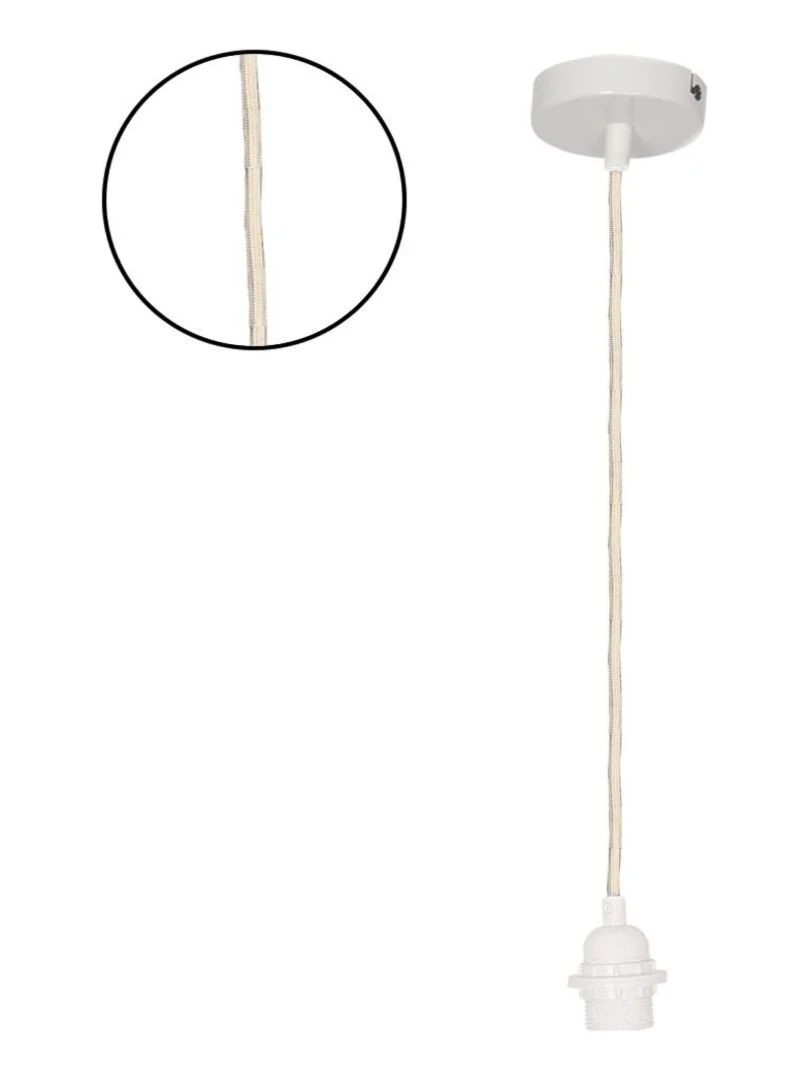 Suspension à douille avec câble torsadé en corde Beige