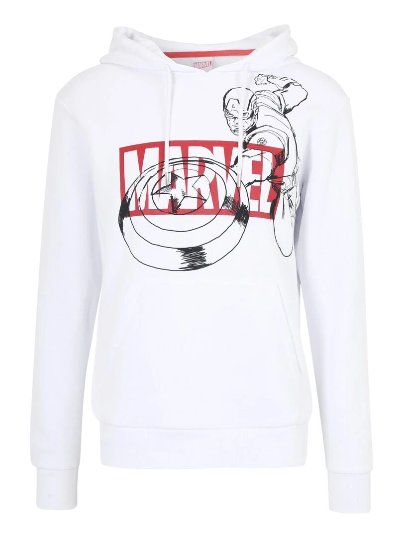 Sweat à capuche adulte Logo Marvel Captain America   Polycoton   Blanc   XXL   Blanc