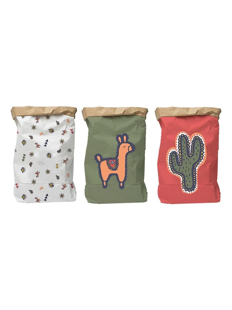 Future Home Lot de 3 sacs kraft blanc kaki et rose 30x18x60cm Multicolore