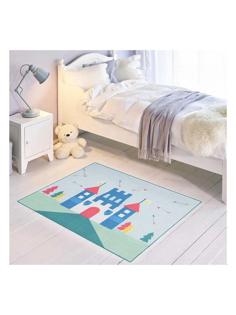 Tapis enfant LITTLE PRINCE CASTLE MD Bleu 95x125 Fait en Europe en nylon   Bleu