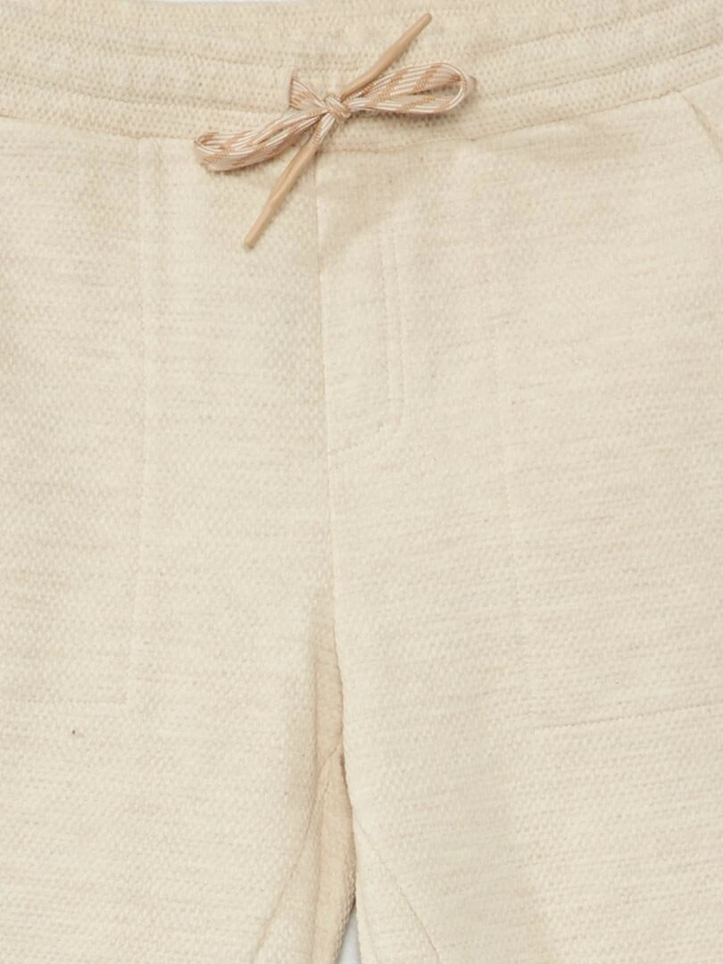 Pantalon de jogging en piqué de coton Coupe + confortabe Beige