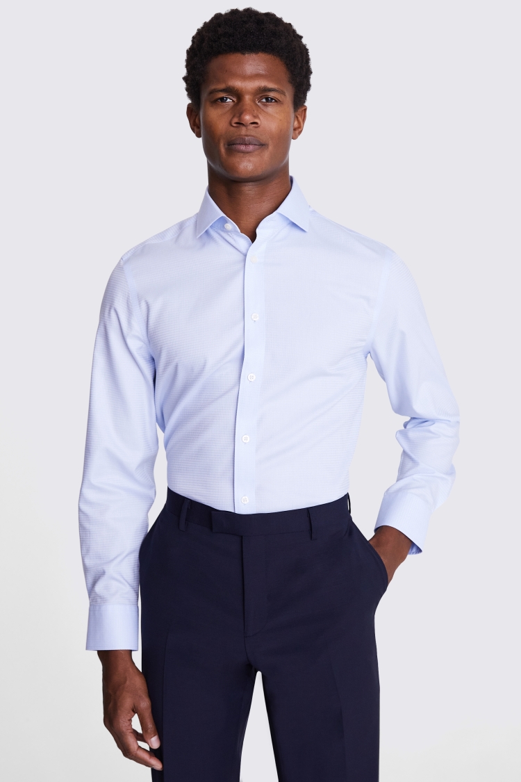 Tailored Fit Sky Royal Oxford Stripe Non-Iron Shirt   Buy Online at Moss