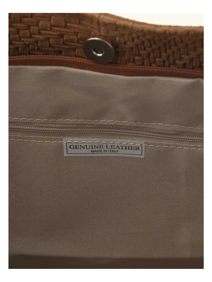 Sac cabas cuir tressé DL HELENE   Marron caramel