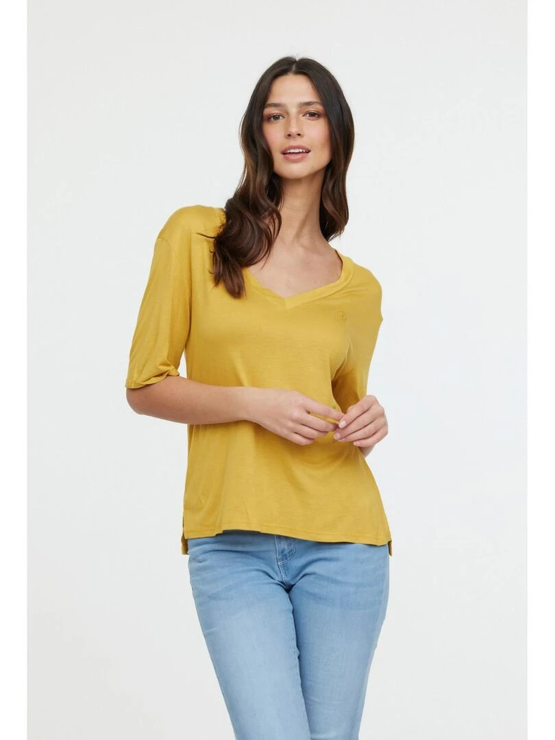Lee Cooper   T Shirt manches courtes viscose regular ADOUNA M   Jaune