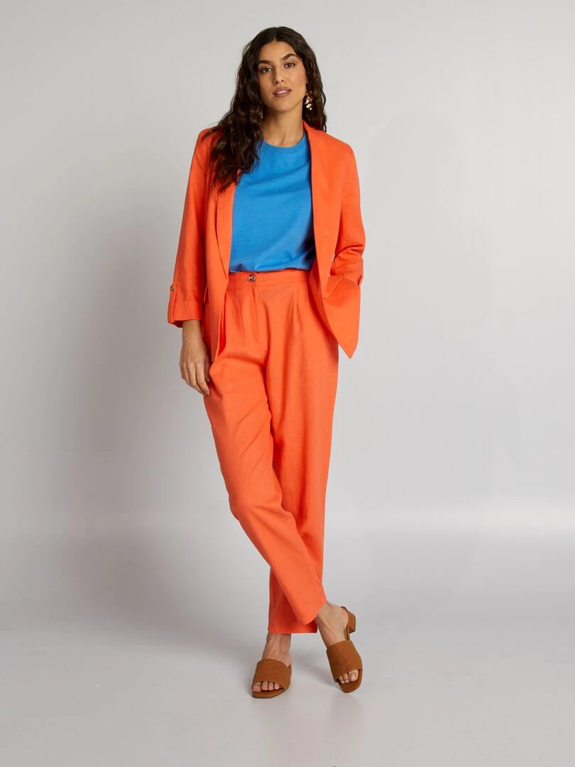 Pantalon carotte en lin Orange
