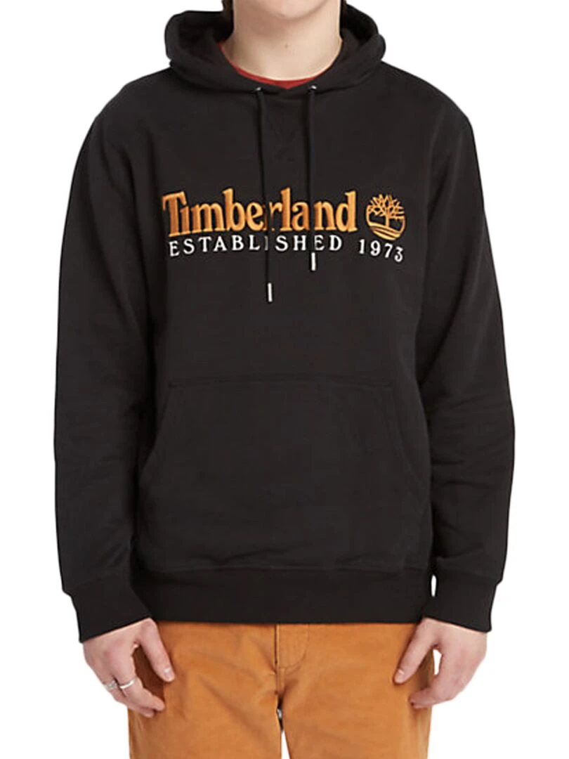 Sweat à Capuche Timberland Logo Brush Back Noir
