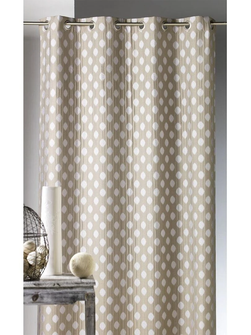 Rideau Dessin en jacquard à motifs arrondis Taupe