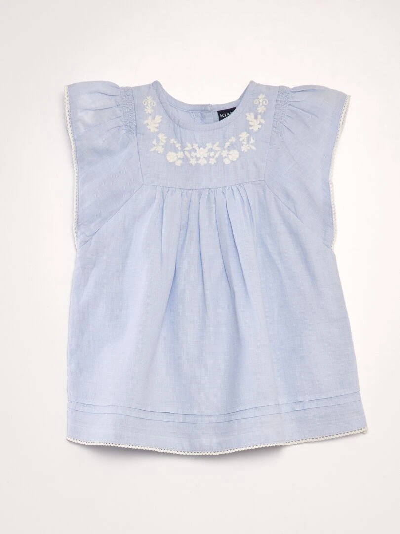 Robe en voile de coton Bleu