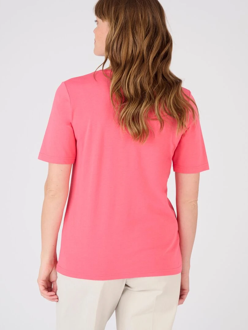 Tee shirt manches courtes à motif doré.   Damart   Rose