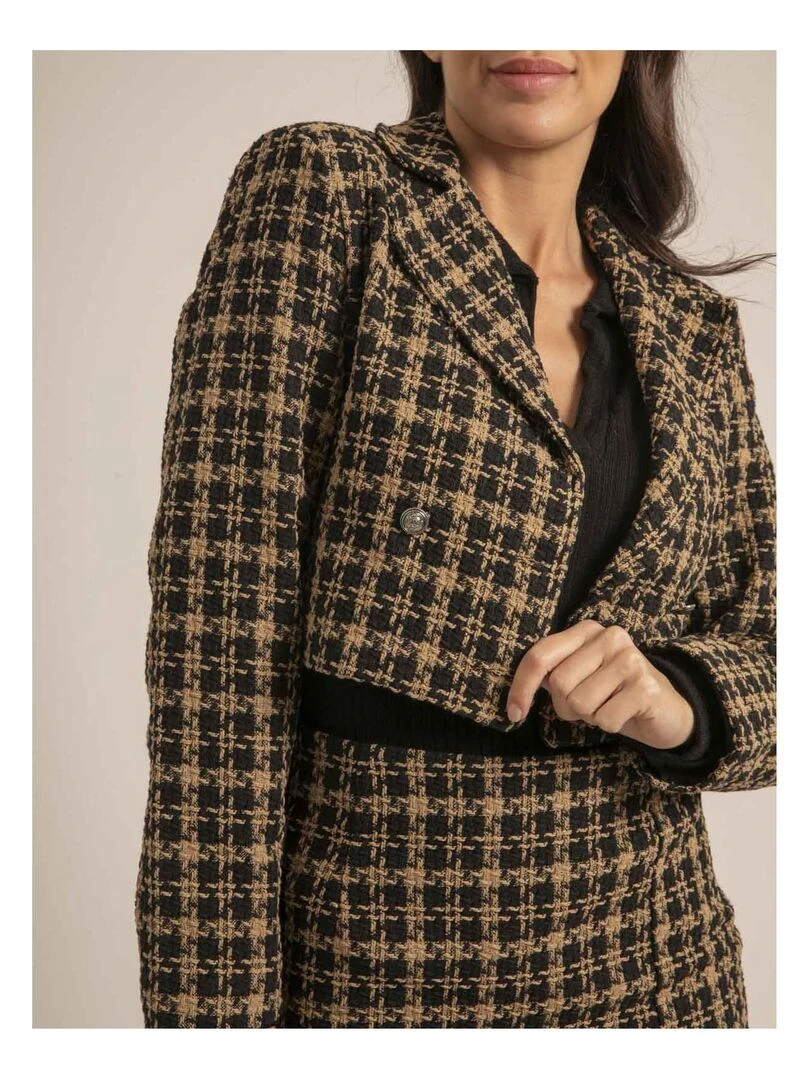 Veste courte motifs USMALIA   Marron