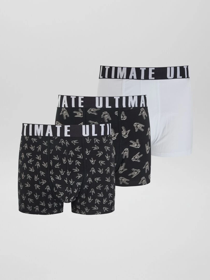 Lot de 3 boxers fantaisie Blanc/noir