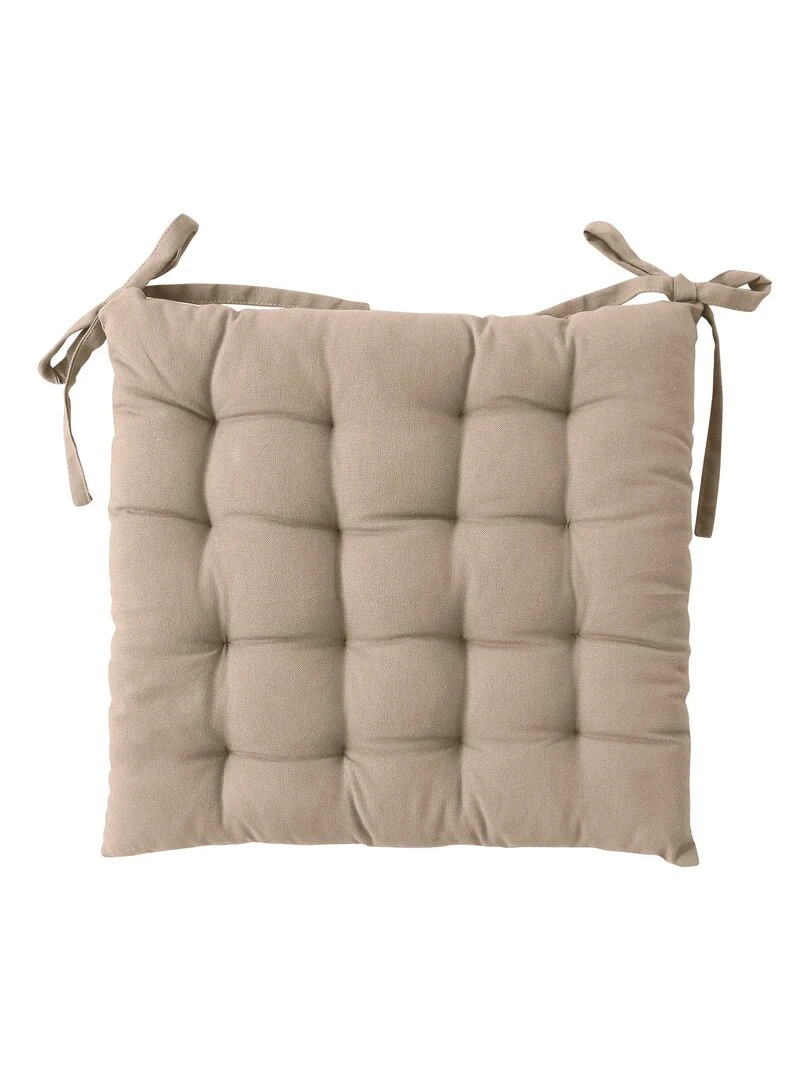 Galette de chaise unie et piquée Beige