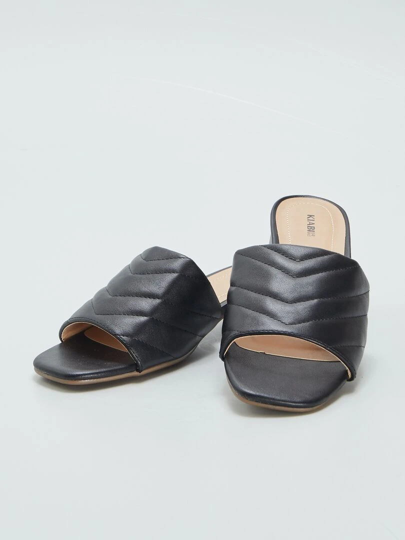 Mules à talons avec bride matelassée   Noir