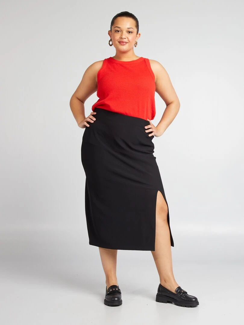 Jupe fendu coupe midi noir