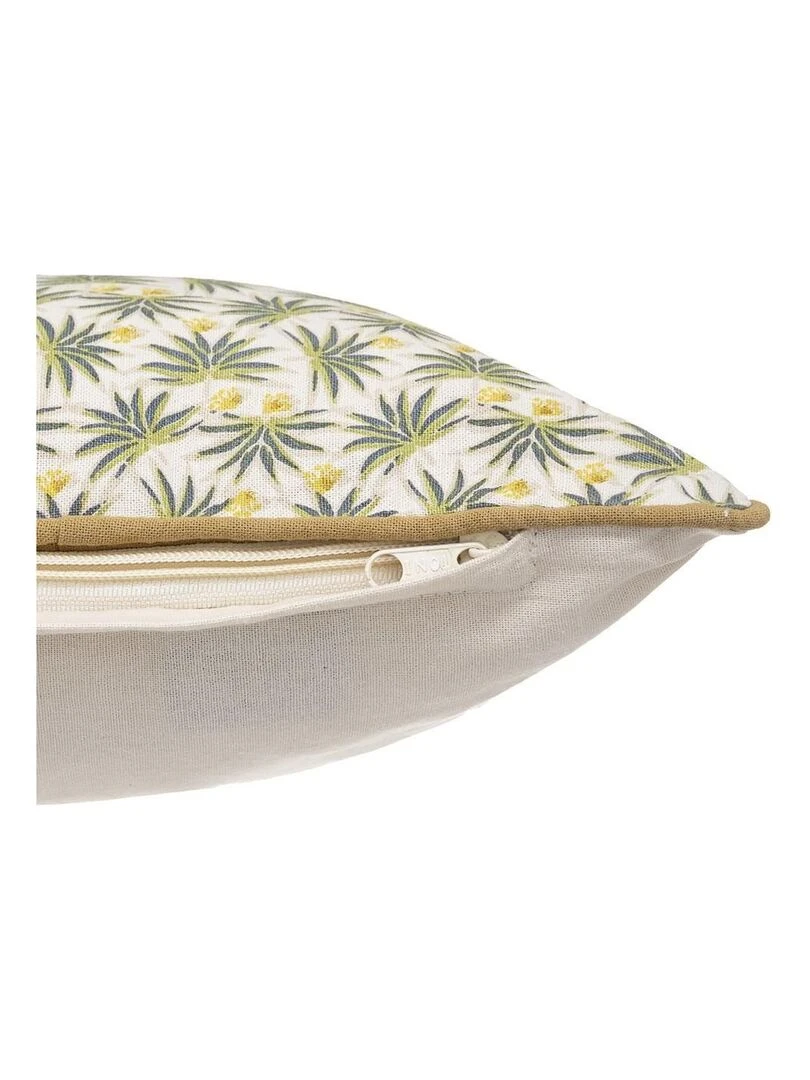 Coussin brodé déhoussable 40x40 Palma tropic   Blanc