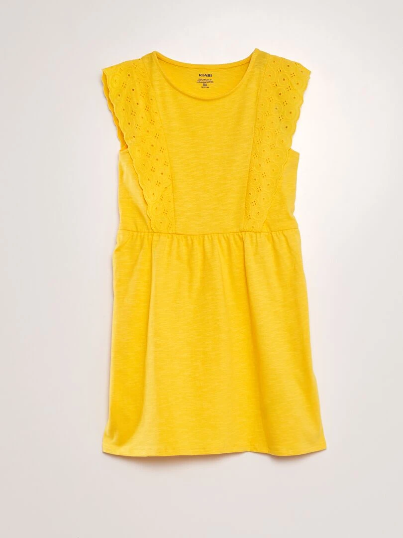 Robe avec broderies anglaises Jaune