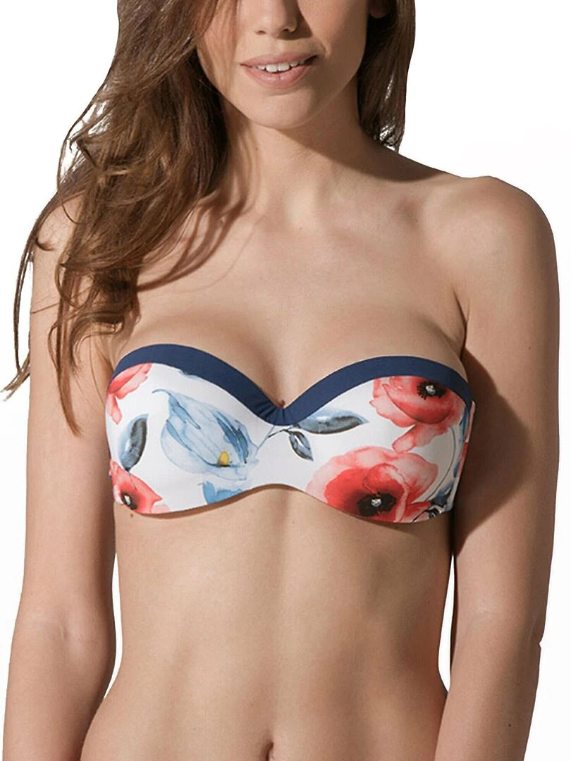 Haut maillot de bain bandeau préformé Poppy Blanc