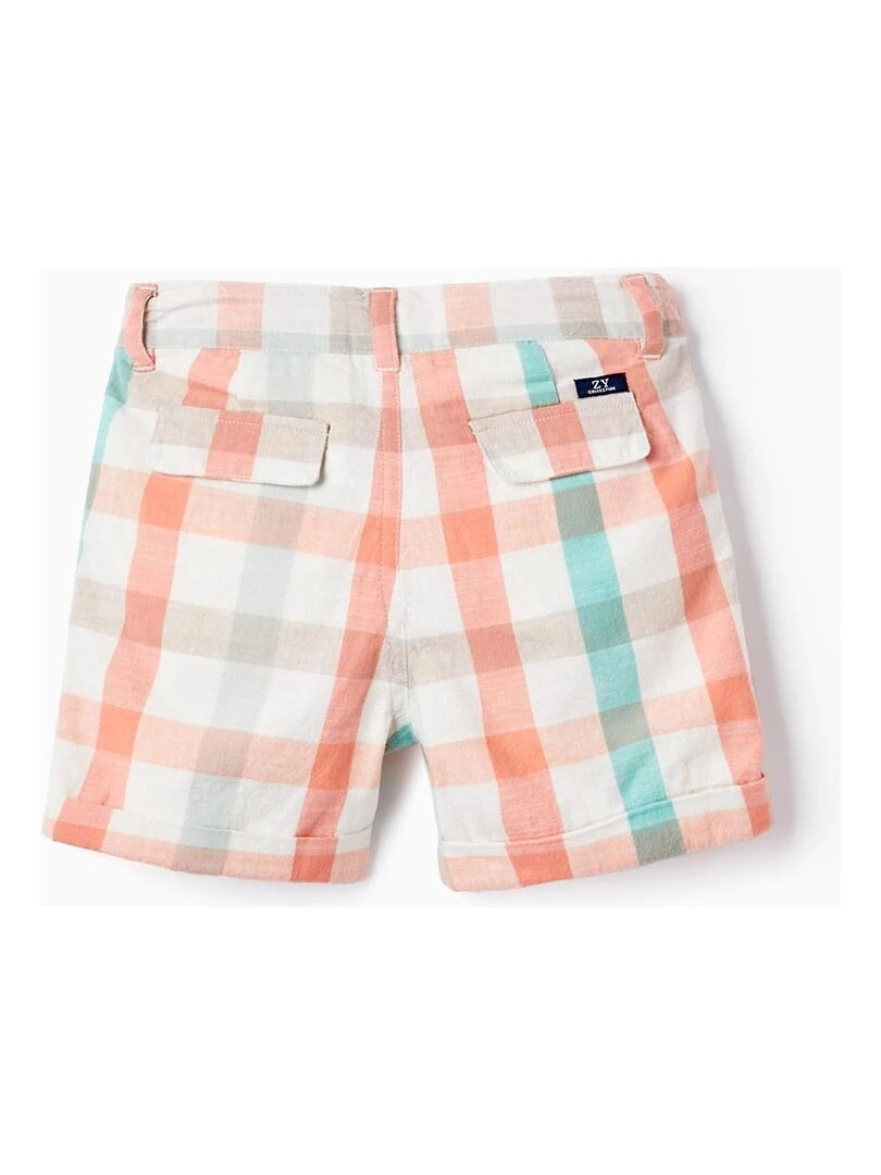 Short en Coton à Carreaux pour Bébé Garçon Blanc
