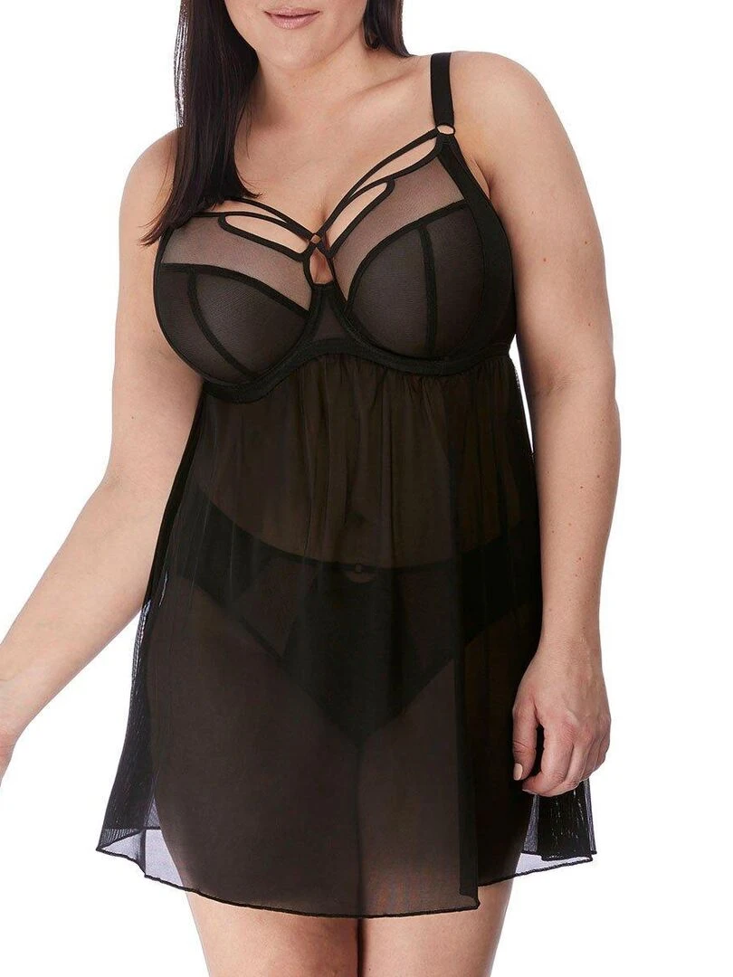 Nuisette grande taille avec soutien gorge Sachi Noir