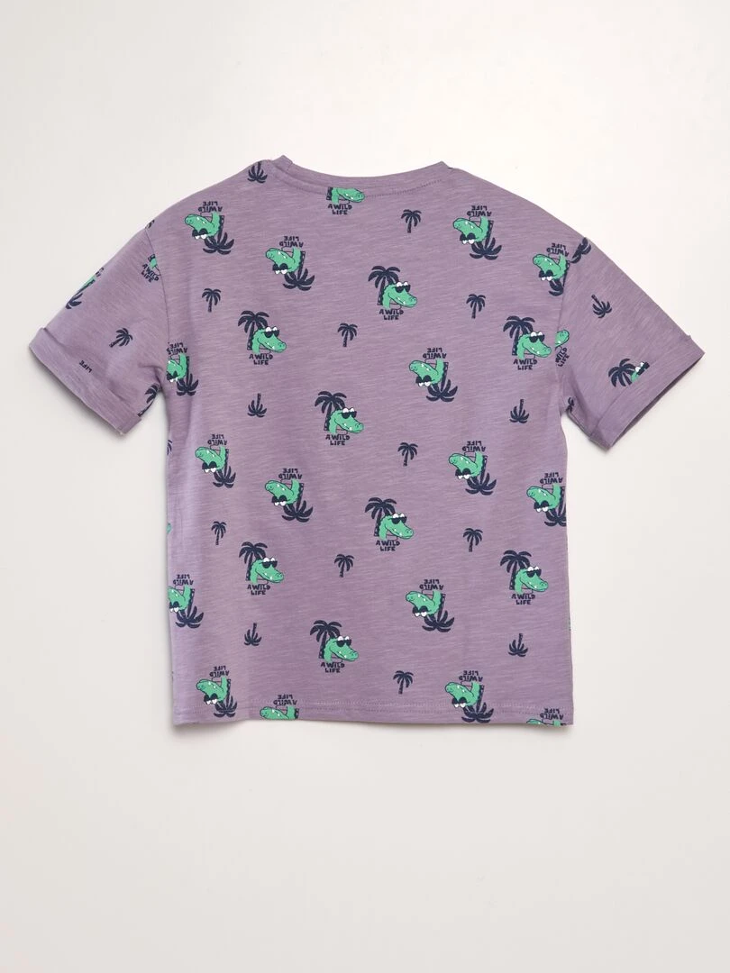 T shirt imprimé forme loose   Violet croco