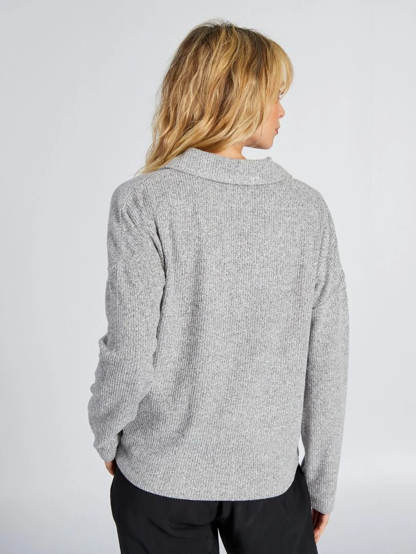 T shirt à col polo   Gris