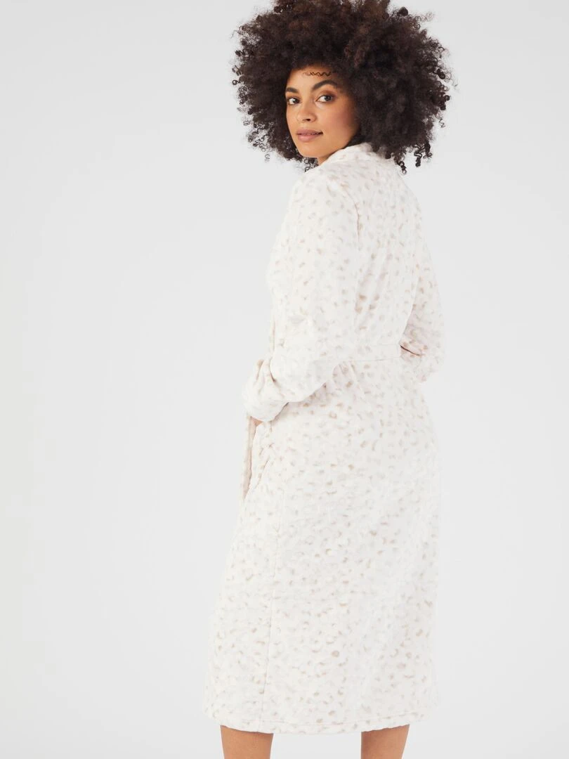 Robe de chambre maille douce et chaude imprimée Thermolactyl   Damart   Blanc