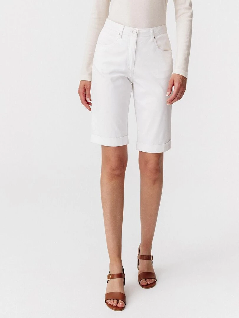 Bermuda coton extensible Damart Blanc