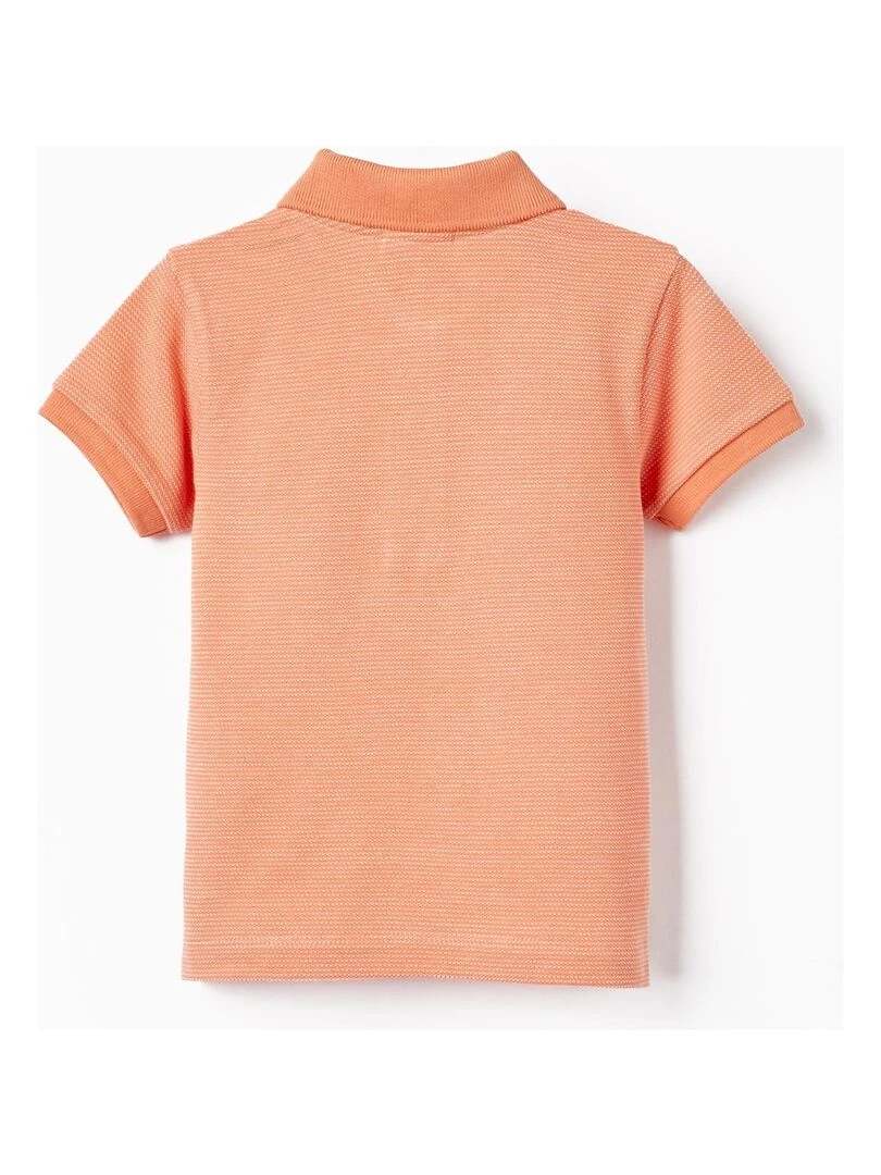 Polo en piqué de coton pour bébé garçon manches courtes ATLANTIC COMPANY Blanc Orange clair