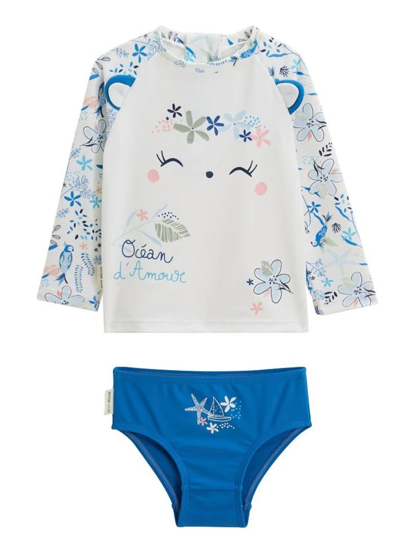 Maillot de bain bébé 2 pièces t shirt de protection UV & culotte Océan d'amour Bleu