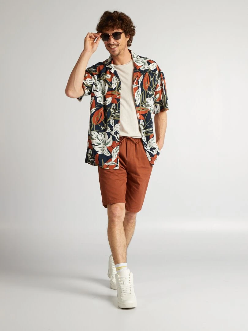 T shirt en lin mélangé   beige