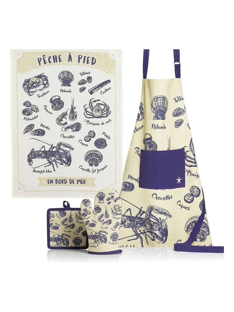 Gant de cuisine Peche a pied 18 x 28 cm Beige