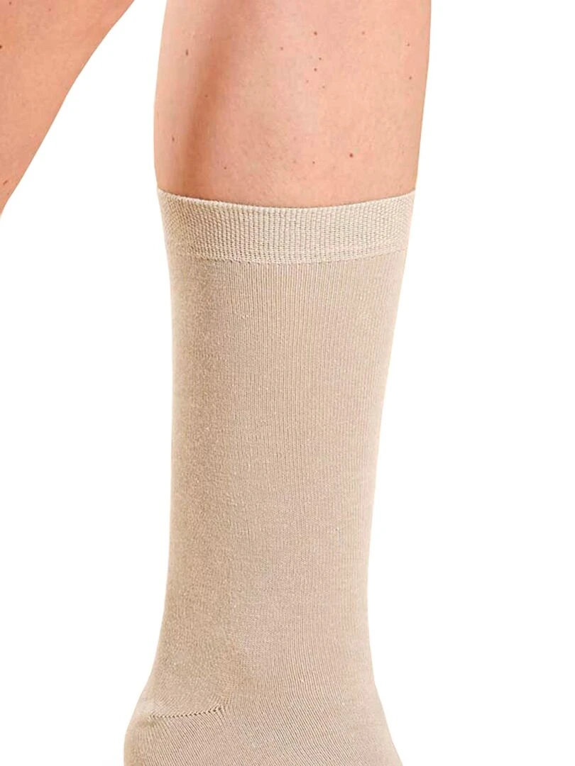 Lot de 3 paires de chaussettes en coton biologique majoritaire   Damart   Beige